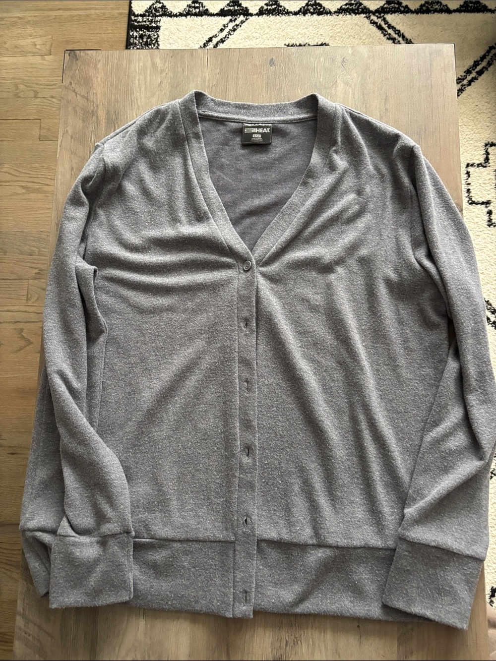 32 Degrees Heat Women's V-Neck Gray Button Cardigan